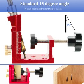 3-in-1 Drilling Template, Oblique Hole Drilling Template, Furniture Construction, Pocket Hole Jig Set, Adjustable Wooden Dowel Pocket Hole Drilling Template, Angled Drilling Aid, 15 Degree Drilling
