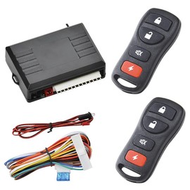 Riloer 12V Universal Car Remote Control Central Kit with 4 Buttons Remote Control Vehicle Electric Door Lock Locking Keyless Entry Window Lift Horn System Control Box CSD405T110