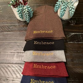 Embrace Beanie - Soft and Stylish Embroidered Hat for Men and Women - Color: Navy Blue