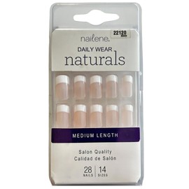 Nailene Daily Wear Naturals Nails Medium Sheer Pink French (24 nails)