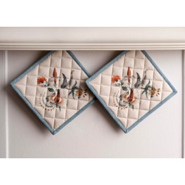 Maison d' Hermine Pot Holder 100% Cotton Heat Resistant Set of 2 Potholders 8 Inch x 8 Inch Hot Pads with Loop for Gifts BBQ Cooking Grilling Microwave, Dalida - Thanksgiving/Christmas