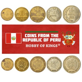 Peru 5 Mixed Coins | 5 Centimos to 1 Sol | Peruvian Currency Since 1991