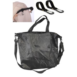 Pawleso Baby Stroller Storage Bag, Shopping Bag for Pushchair, Foldable Stroller, 44 x 34 x 12 cm, Lightweight Pouch, Large Storage Bag, Changing Bag with Handle (Black)