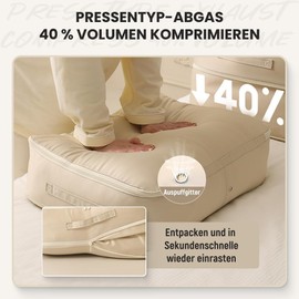 Ultra Space Saving Self Compressing Organiser, große Aufbewahrungstasche für bewegliche platzsparend für Bettdecken, selbst komprimierende Organisator (Beige, M 40X30X18CM)