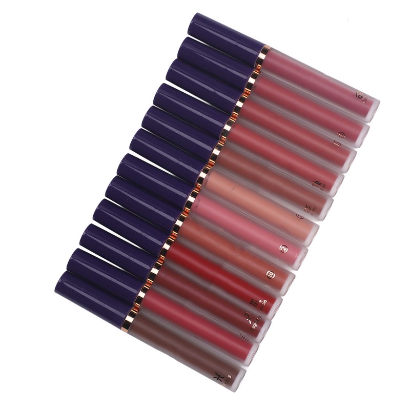 12 Colors Matte Liquid Lipstick Set Long Lasting Waterproof Non