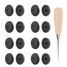LEEQ 15 Sets Black Seat Belt Stopper Buttons Non-slip Buckle No Welding is Required with Wooden Handle awl for Loading and Unloading