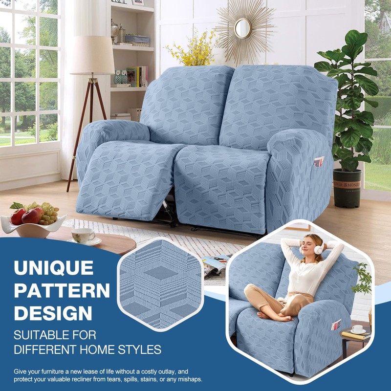 TAOCOCO Recliner Loveseat Cover, Stretch Jacquard Reclining Loveseat Cover Furniture
