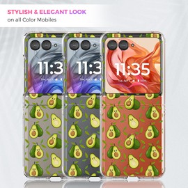 GlamCase Clear Case for Moto Razr+ 2024 / Razr 50 Ultra - Avocado Fruit Pattern Printed Durable Clear Shockproof Protective Designer Back Case/Cover for Moto Razr+ 2024 / Razr 50 Ultra