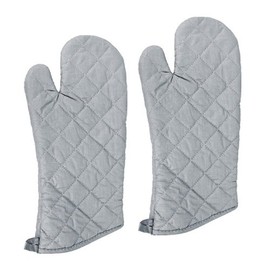 New Star Foodservice 32086 Interwoven Cloth/Silicone Oven Mitts, up to 400F, 15-Inch, Set of 2