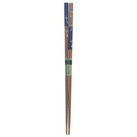 Ishida Chopsticks Made in Japan Soot Bamboo Stream Fish Bamboo Chopsticks (Natural Bamboo) Non-slip 9.1 inches (23 cm) Blue