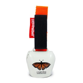 swisstrailbell® Mexico Edition White Bell: Orange Mariposa, Orange Band, Bicycle Bell, Trailbell, Signal Bell
