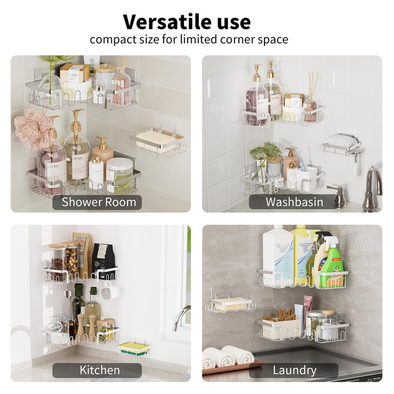 TIDIIABODE Corner Shower Caddy 3 Pack, Shower Shelf with Soap