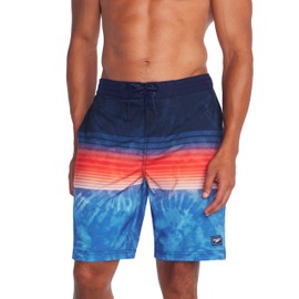 Speedo Men's Standard Swim Trunk Knee Length Boardshort Bondi Striped, 20" Nice Sunset