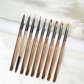 LUYING Clear Brown 9-piece Set Nail Supplies Nail Brush, Sili Brush, Nail Brush, Gel Nail Brush, Simple Drawing, Durable, Gel Nail Brush, Gel Nail Brush, Beginner Set
