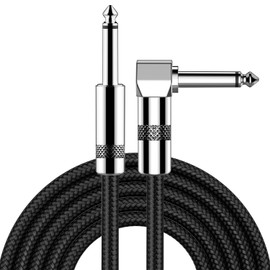 New bee New bee Guitar Cable 10ft Electric Instrument Bass AMP Cord for Electric Mandolin, Pro Audio (Right Angle to Straight, Black)