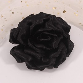 Mecool Large Rose Hair Clip for Weddings Brooch Corsage Hair Head Clip on Flowers for Hair Jewellery Barrette Hair Decorations for Women Accessories | Hair Clips Girls-Black