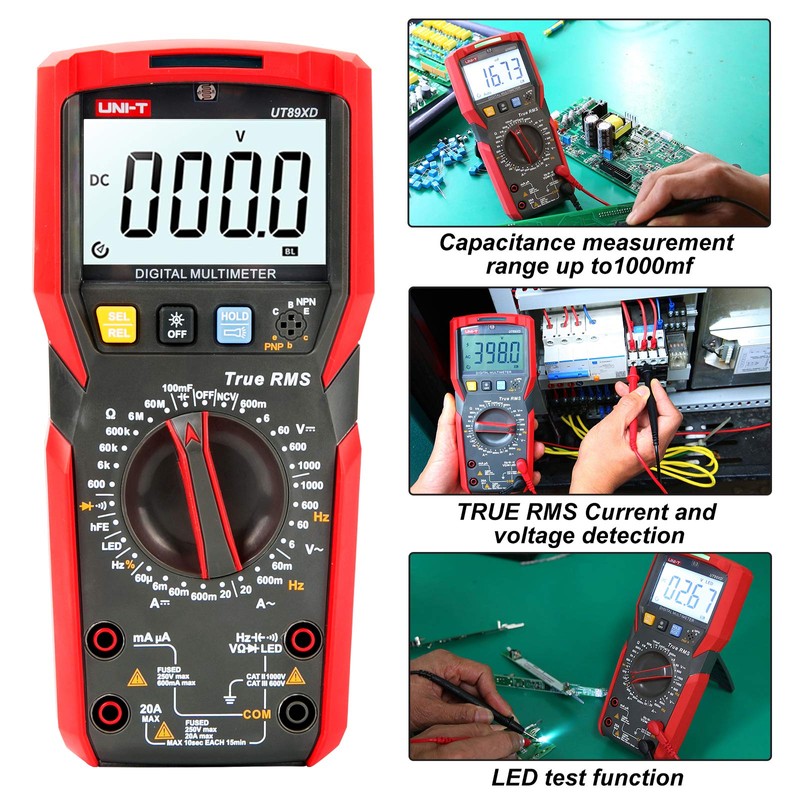UNI-T UT89XD TRMS Digital Multimeter AC DC Voltmeter Ammeter Capacitance