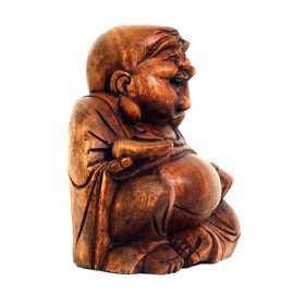 Simandra Happy Buddha Wooden Figure Sculpture Abstract Wooden Figure Statue Africa Asia Lucky Charm Handmade Decoration Size 11 cm