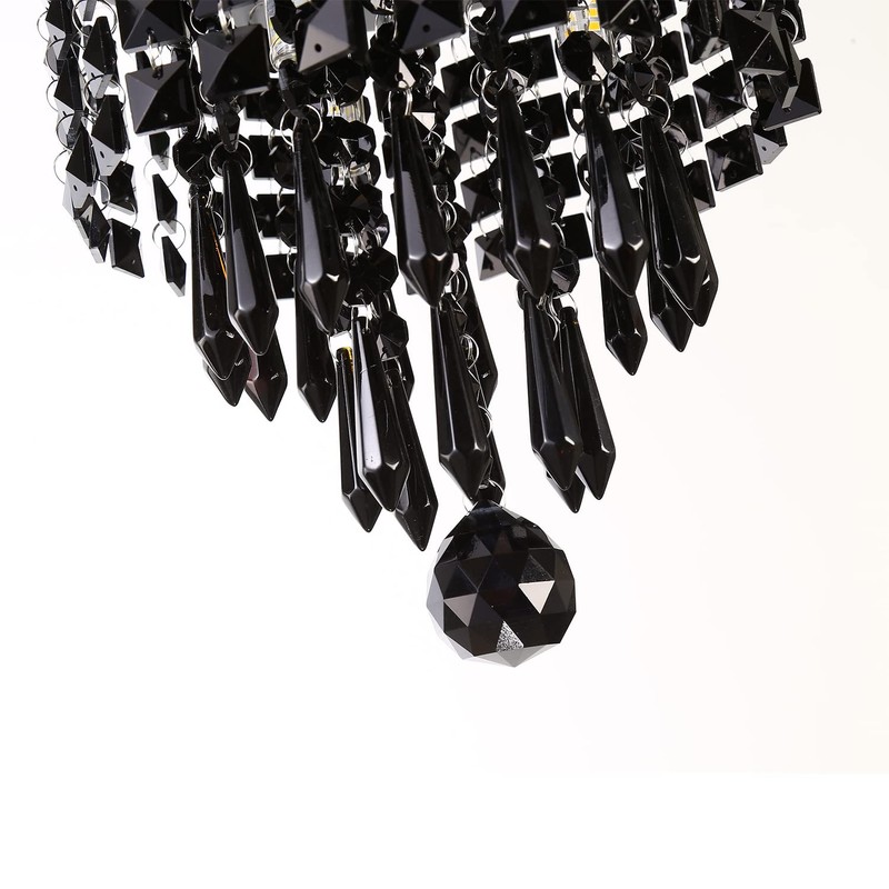 RAYMALUX Mini Chandelier 3 Lights Black Crystal Chandelier Lighting,Elegant Modern