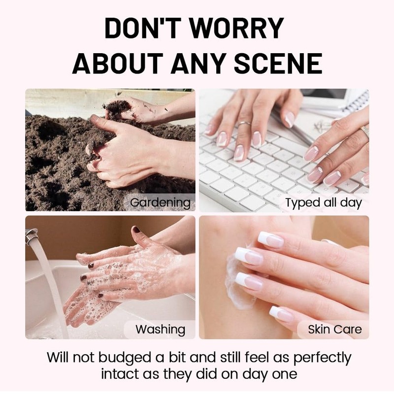 XZMeiLun French Tip Press On Nails Summer Acrylic for Women