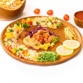 Rainforest Bowls Set of 4 12" Round Javanese Teak Wood Dinner Plates- Perfect for Everyday Use- Hot & Cold Friendly, Ultra-Durable, Premium Wooden Plates- Handcrafted by Indonesian Artisans