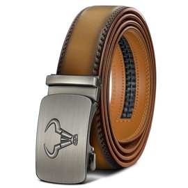 BULLIANT Men's Belt,Brand Ratchet Belt Of Genuine Leather For Gift Men Dress,Size Customized(Black/Tawny,32"-38" Waist Adjustable)