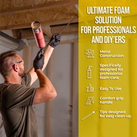 AWF PRO Spray Foam Gun 40" Long Nozzle, High Precision, Adjustable Flow Control, Adjustable Swivel Tip, Contractor-Grade Pro Applicator for Insulating Foam Sealant