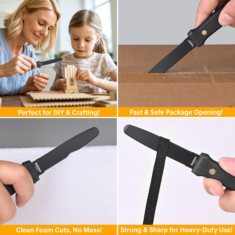 Zentara 2-Pack Cardboard Cutter – No Blade Replacement, Serrated Corrugated