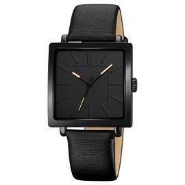 Simplicity Square Women Wrist Watch Elegant Analog Quartz Watch with Leather Strap Waterproof Fashion Wrist Watch for Women and Girls Black, Black Black, Strap.