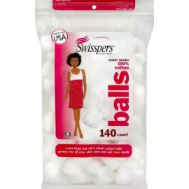 Swisspers 스위스퍼스 슈프림 점보 플러스 코튼 볼 140 카운트(24팩) Whisper Soft Supreme Jumbo Plus Cotton Balls 140 Count (24 Pack)