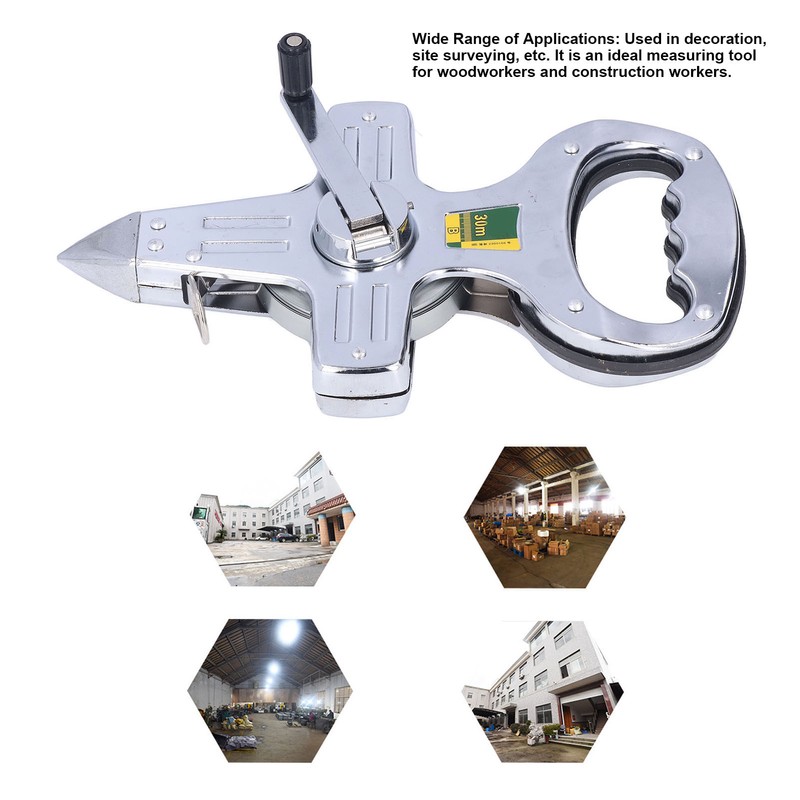 30m Portable Stainless Steel Frame Ruler Thick Durable Hand Operated
