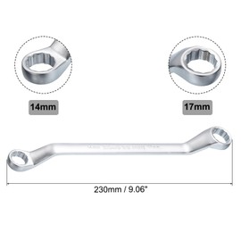 uxcell 2pcs Offset Double Box End Wrench 14mm x 17mm Metric 12 Point CR-V Steel Chrome Plated Box Wrenches