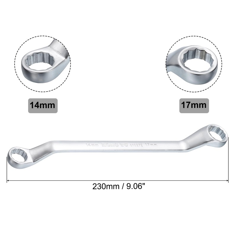 uxcell 2pcs Offset Double Box End Wrench 14mm x 17mm