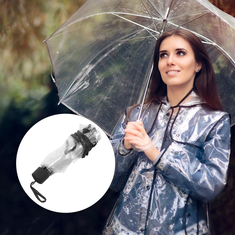 VALICLUD Portable Sun and Umbrella, Transparent Foldable Umbrella, Windproof Compact
