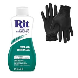Dye – Rit Liquid Fabric Dye for Crafting, Clothing, and Décor – 8 oz. Bottle – with Artisx Nitrile Gloves Included (Emerald)
