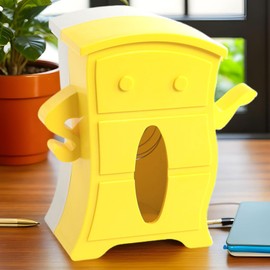 Tissue Box Cover - Desk Facial Toilet Tissue Cover - Napkin Dispenser with Spring for Tabletop, Bathroom Vanity, Living Room, Car Bedroom Dresser Living Room Car Home