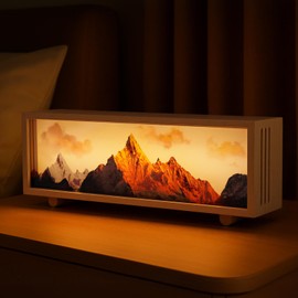 JOHOUSE Table Lamp for Living Room, Modern Decorative Lamp 3-Mode Lighting Sunshine on The Golden Mountain Living Room Decor for Home Bedroom Housewarming