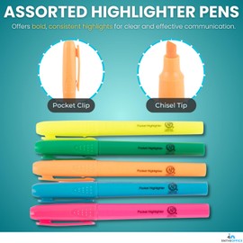 1InTheOffice Highlighters Assorted Colors, Highlighter Pens, Highlighter Markers, 5 Pack