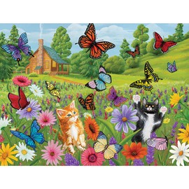 Bits and Pieces - 300 Piece Jigsaw Puzzle for Adults - 18" x 24" - Butterfly Meadow - 300 pc Large Piece Kittens Jigsaw by Kathy Bambeck