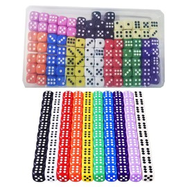 HUAZIZ Pack of 100 Dice 12 mm Colourful Dice, 6 Sided 10 Colours, Translucent, Colours Dice Set for Dice Games, Table Games, Board Games, Math Games