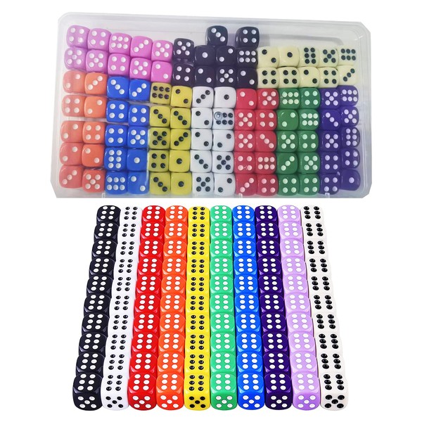 HUAZIZ Pack of 100 Dice 12 mm Colourful Dice, 6