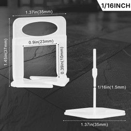 Tile Leveling System, Tile Spacers Tile Leveling Tools, Tile Leveling Clips for Tiles and Stone Installation (1/16 Inch*400 Piece)