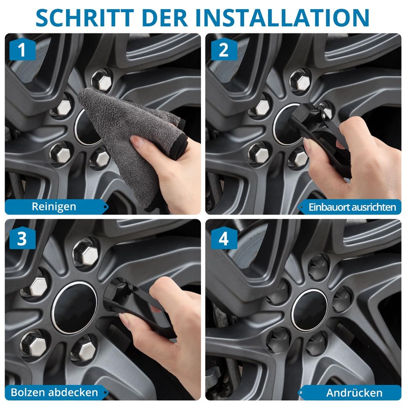 AUTOUTLET 24pcs Wheel Nut Caps 17 mm, Wheel Bolts Wheel