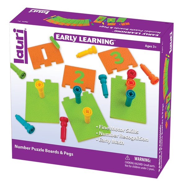 PlayMonster Lauri Number Puzzle Boards & Pegs, Multi color