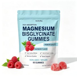 Magnesium Bisglycinate Gummies, High Absorption, Raspberry Flavour, Improved Sleep, Neural Support, Muscle Healing, Bone Strength, 60 Gummies