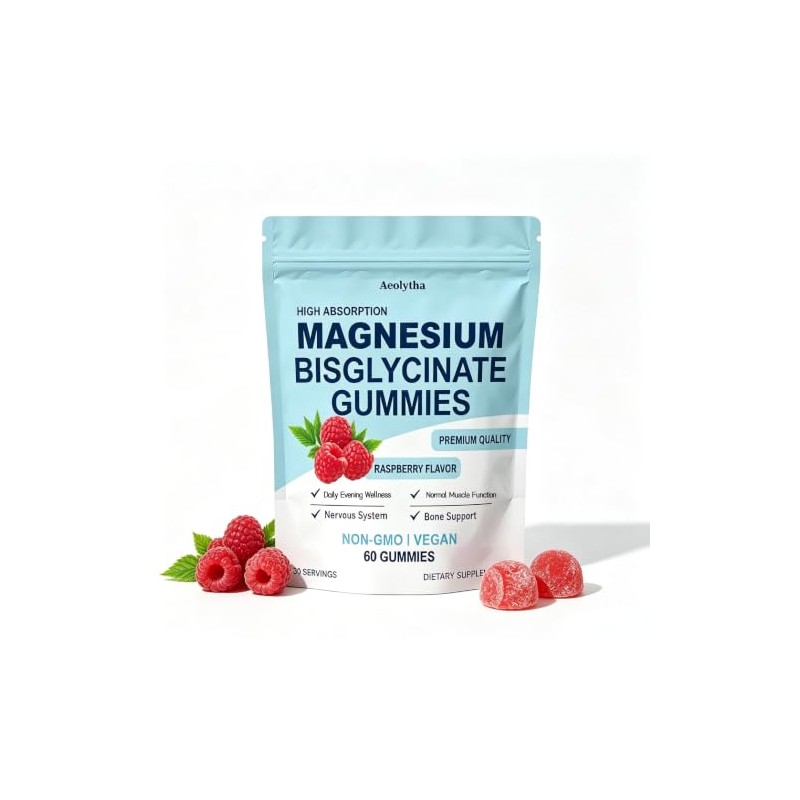 Magnesium Bisglycinate Gummies, High Absorption, Raspberry Flavour, Improved Sleep, Neural