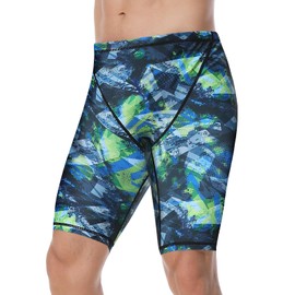 KGKE Mens-Swim-Jammers Athletic-Swimwear Quick-Dry-Shorts Durable-Team-Swimsuits - Drawstring Competition Swimming Soft UPF50+ (Grayish Green, L)