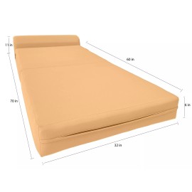 Amfuton Peach Sleeper Chair Folding Foam Beds, Lounger Studio Guest Bed 6 x 32 x 70