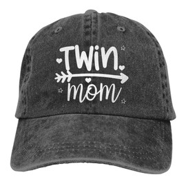 Waldeal Twin Mom Gift Women's Baseball Cap, Adjustable Hat Distressed Retro Denim Washed for Women-Black
