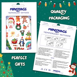 Holiday Temporary Tattoos for Kids Girls Boy Adults, American Holiday Tattoos Stickers, Holiday Party Favors Gifts, Holiday Stocking Stuffers for Kids, Holiday Goodie Bag Stuffers (CHRISTMAS 2)